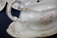 BAWO & DOTTER  AUTUMN VINE, BLUE FLORAL-   GRAVY BOAT & UNDERPLATE  #1     .....   http://jaapiesfinechinastore.com