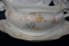 BAWO & DOTTER  AUTUMN VINE, BLUE FLORAL-   GRAVY BOAT & UNDERPLATE  #1     .....   http://jaapiesfinechinastore.com