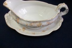 BAWO & DOTTER  AUTUMN VINE, BLUE FLORAL-   GRAVY BOAT & UNDERPLATE  #1     .....   http://jaapiesfinechinastore.com