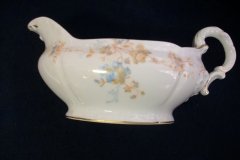 BAWO & DOTTER  AUTUMN VINE, BLUE FLORAL-   GRAVY BOAT & UNDERPLATE  #1     .....   http://jaapiesfinechinastore.com