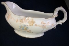 BAWO & DOTTER  AUTUMN VINE, BLUE FLORAL-   GRAVY BOAT & UNDERPLATE  #1     .....   http://jaapiesfinechinastore.com