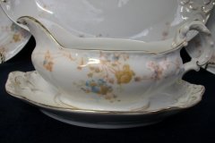 BAWO & DOTTER  AUTUMN VINE, BLUE FLORAL-   GRAVY BOAT & UNDERPLATE  #2     .....   http://jaapiesfinechinastore.com