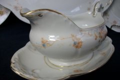 BAWO & DOTTER  AUTUMN VINE, BLUE FLORAL-   GRAVY BOAT & UNDERPLATE  #2     .....   http://jaapiesfinechinastore.com