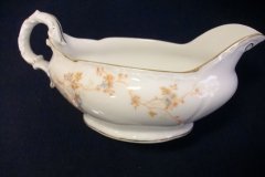 BAWO & DOTTER  AUTUMN VINE, BLUE FLORAL-   GRAVY BOAT & UNDERPLATE  #2     .....   http://jaapiesfinechinastore.com