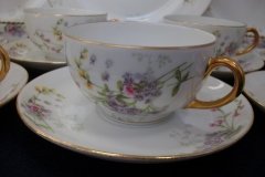 WM GUERIN/BAWO & DOTTER PURPLE ASTER & YELLOW/ PINK FLORAL SPRAYS- CUP SAUCER ..... http://jaapiesfinechinastore.com