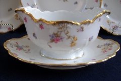 BAWO & DOTTER (ELITE WORKS) SCATTERED FLOWERS-GRAVY BOAT with ATTACHED UNDERPLATE  .....   http://jaapiesfinechinastore.com