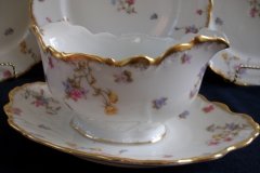 BAWO & DOTTER (ELITE WORKS) SCATTERED FLOWERS-GRAVY BOAT with ATTACHED UNDERPLATE  .....   http://jaapiesfinechinastore.com
