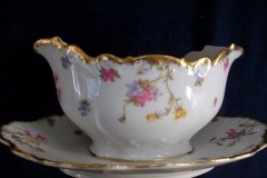 BAWO & DOTTER (ELITE WORKS) SCATTERED FLOWERS-GRAVY BOAT with ATTACHED UNDERPLATE  .....   http://jaapiesfinechinastore.com