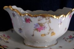 BAWO & DOTTER (ELITE WORKS) SCATTERED FLOWERS-GRAVY BOAT with ATTACHED UNDERPLATE  .....   http://jaapiesfinechinastore.com