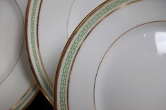 CHARLES MARTIN (CM) GREEN GREEK KEY-  BREAD & BUTTER PLATES 6 3/8"      ..... http://jaapiesfinechinastore.com
