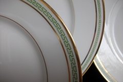 CHARLES MARTIN (CM) GREEN GREEK KEY-  BREAD & BUTTER PLATES 6 3/8"      ..... http://jaapiesfinechinastore.com