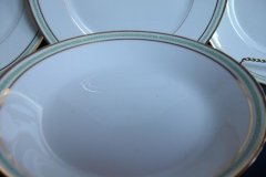 CHARLES MARTIN (CM) GREEN GREEK KEY- COUPE SOUP BOWL 7 5/8"     ..... http://jaapiesfinechinastore.com