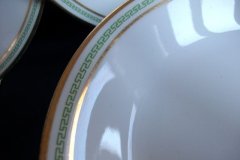 CHARLES MARTIN (CM) GREEN GREEK KEY- COUPE SOUP BOWL 7 5/8"     ..... http://jaapiesfinechinastore.com