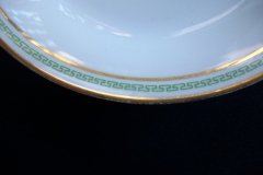 CHARLES MARTIN (CM) GREEN GREEK KEY- COUPE SOUP BOWL 7 5/8"     ..... http://jaapiesfinechinastore.com