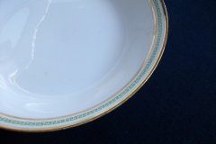CHARLES MARTIN (CM) GREEN GREEK KEY- COUPE SOUP BOWL 7 5/8"     ..... http://jaapiesfinechinastore.com