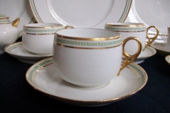 CHARLES MARTIN (CM) GREEN GREEK KEY- CUP & SAUCER    ..... https://www.jaapiesfinechinastore.com