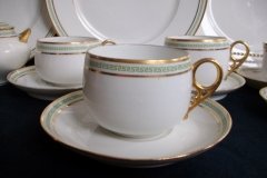 CHARLES MARTIN (CM) GREEN GREEK KEY- CUP & SAUCER    ..... http://jaapiesfinechinastore.com