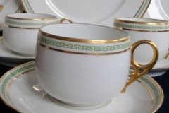 CHARLES MARTIN (CM) GREEN GREEK KEY- CUP & SAUCER    ..... http://jaapiesfinechinastore.com
