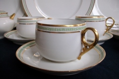 CHARLES MARTIN (CM) GREEN GREEK KEY- CUP & SAUCER    ..... https://www.jaapiesfinechinastore.com