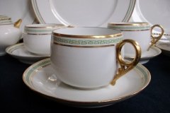 CHARLES MARTIN (CM) GREEN GREEK KEY- CUP & SAUCER    ..... http://jaapiesfinechinastore.com