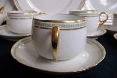 CHARLES MARTIN (CM) GREEN GREEK KEY- CUP & SAUCER    ..... https://www.jaapiesfinechinastore.com