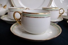 CHARLES MARTIN (CM) GREEN GREEK KEY- CUP & SAUCER    ..... http://jaapiesfinechinastore.com