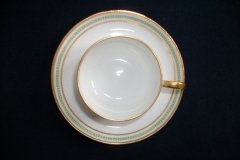 CHARLES MARTIN (CM) GREEN GREEK KEY- CUP & SAUCER    ..... http://jaapiesfinechinastore.com