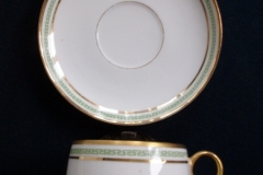 CHARLES MARTIN (CM) GREEN GREEK KEY- CUP & SAUCER    ..... https://www.jaapiesfinechinastore.com