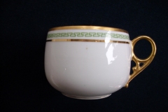 CHARLES MARTIN (CM) GREEN GREEK KEY- CUP & SAUCER    ..... https://www.jaapiesfinechinastore.com