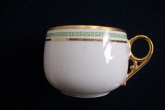 CHARLES MARTIN (CM) GREEN GREEK KEY- CUP & SAUCER    ..... http://jaapiesfinechinastore.com
