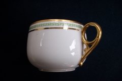 CHARLES MARTIN (CM) GREEN GREEK KEY- CUP & SAUCER    ..... http://jaapiesfinechinastore.com