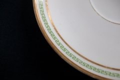 CHARLES MARTIN (CM) GREEN GREEK KEY- CUP & SAUCER    ..... http://jaapiesfinechinastore.com