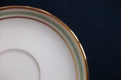 CHARLES MARTIN (CM) GREEN GREEK KEY- CUP & SAUCER    ..... http://jaapiesfinechinastore.com