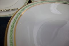 CHARLES MARTIN (CM) GREEN GREEK KEY- ROUND OPEN  SERVING BOWL 9 3/8"  ..... http://jaapiesfinechinastore.com