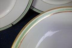 CHARLES MARTIN (CM) GREEN GREEK KEY- ROUND OPEN  SERVING BOWL 9 3/8"  ..... http://jaapiesfinechinastore.com
