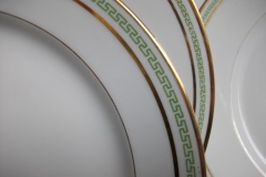 CHARLES MARTIN (CM) GREEN GREEK KEY-  SALAD PLATE 7 3/8"      ..... https://www.jaapiesfinechinastore.com