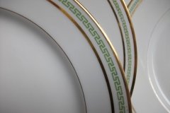 CHARLES MARTIN (CM) GREEN GREEK KEY-  SALAD PLATE 7 3/8"      ..... http://jaapiesfinechinastore.com