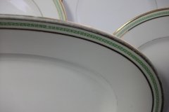CHARLES MARTIN (CM) GREEN GREEK KEY- OVAL SERVING PLATTER 15 3/8" ..... http://jaapiesfinechinastore.com