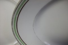CHARLES MARTIN (CM) GREEN GREEK KEY- OVAL SERVING PLATTER 15 3/8" ..... http://jaapiesfinechinastore.com
