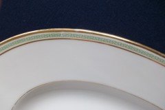 CHARLES MARTIN (CM) GREEN GREEK KEY-  OVAL SERVING PLATTER  18"     ..... http://jaapiesfinechinastore.com