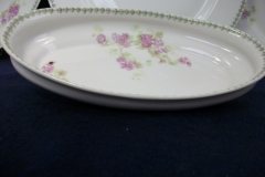 CMC-  MAUREIL CHAPEAU & CHARLES-  PURPLE VIOLETS-  CANOE SHAPE SERVING DISH   ..... https://www.jaapiesfinechinastore.com