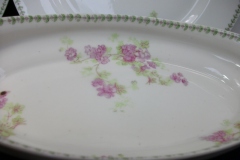 CMC-  MAUREIL CHAPEAU & CHARLES-  PURPLE VIOLETS-  CANOE SHAPE SERVING DISH   ..... https://www.jaapiesfinechinastore.com