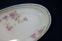 CMC-  MAUREIL CHAPEAU & CHARLES-  PURPLE VIOLETS-  CANOE SHAPE SERVING DISH   ..... https://www.jaapiesfinechinastore.com