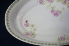 CMC-  MAUREIL CHAPEAU & CHARLES-  PURPLE VIOLETS-  CANOE SHAPE SERVING DISH   ..... https://www.jaapiesfinechinastore.com