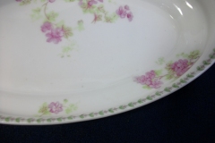 CMC-  MAUREIL CHAPEAU & CHARLES-  PURPLE VIOLETS-  CANOE SHAPE SERVING DISH   ..... https://www.jaapiesfinechinastore.com