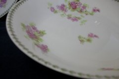 CMC-  MAUREIL CHAPEAU & CHARLES-  PURPLE VIOLETS-  COUPE SOUP BOWL  7 1/2"   ..... http://jaapiesfinechinastore.com