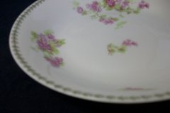 CMC-  MAUREIL CHAPEAU & CHARLES-  PURPLE VIOLETS-  COUPE SOUP BOWL  7 1/2"   ..... http://jaapiesfinechinastore.com