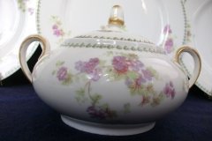 CMC- MAUREIL CHAPEAU & CHARLES  PURPLE VIOLETS-   COVERED SUGAR BOWL   .....   http://jaapiesfinechinastore.com