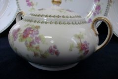 CMC- MAUREIL CHAPEAU & CHARLES  PURPLE VIOLETS-   COVERED SUGAR BOWL   .....   http://jaapiesfinechinastore.com