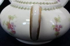 CMC- MAUREIL CHAPEAU & CHARLES  PURPLE VIOLETS-   COVERED SUGAR BOWL   .....   http://jaapiesfinechinastore.com